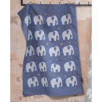 DARK BLUE ELEPHANTS ALL OVER LIMA BASSINET BLANKET