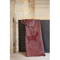 BORDEAUX HERRINGBONE WITH CENTRED STAG DECO THROW
