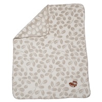 ECRUE LEAVES WITH EMBROIDERED RED PANDA BASSINET BLANKET
