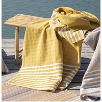 MUSTARD SOLID & STRIPES MARE THROW