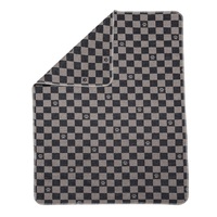 SMOKE/GREY CHECKERED WITH PAW PRINT PET BLANKET 70 X 90 cm