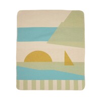 GREEN/BLUE SUNSET & BOAT ABSTRACT JUWEL BASSINET BLANKET