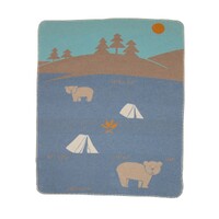 BLUE CAMPING BEARS JUWEL BASSINET BLANKET