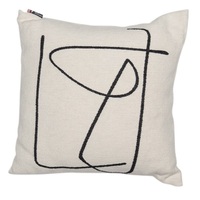 OFF WHITE LINEAR COMPOSITION CUSHION 50 X 50 CM