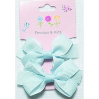 BLUE PLAIN LARGE BOWS CLIPS - PAIR