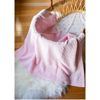 PINK LACE KNITTED BASSINET BLANKET