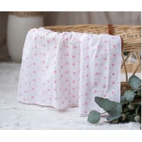 WHITE MUSLIN WITH PINK HEARTS