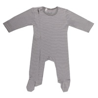 GREY FINE STRIPE ZIP OUTFIT WITH FEET 0-3 MONTHS - 000