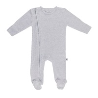 GREY MARL FINE STRIPE ZIPPED FOOTED OUTFIT 0-3 MONTHS
