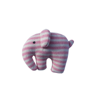 PINK STRIPE KNITTED ELEPHANT RATTLE