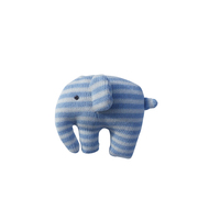 BLUE STRIPE KNITTED ELEPHANT RATTLE