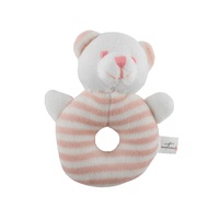 PINK & WHITE STRIPE BEAR ROUND RATTLE