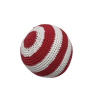 RED/WHITE STRIPE CROCHET RATTLE BALL