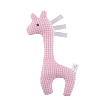 PINK GINGHAM GIRAFFE RATTLE