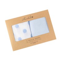 BLUE & BLUE SPOT MUSLIN WRAP 2 PACK