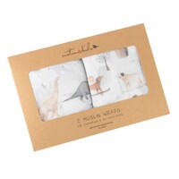 DINO & DOGS DAY OUT MUSLIN WRAPS 2 PACK
