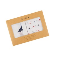 DINOSAUR AND NAVY & RED STARS MUSLIN WRAP 2 PACK