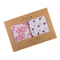 JAPANESE BLOSSOM & RED HEARTS MUSLIN WRAP 2 PACK