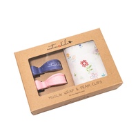FLOWERS MUSLIN WITH PURPLE & PINK CLIP PACK SET