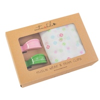 BUTTON MUSLIN WITH PINK & GREEN CLIP PACK