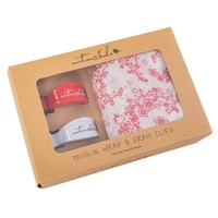 JAPANESE BLOSSOM MUSLIN WITH RED & WHITE CLIP PACK