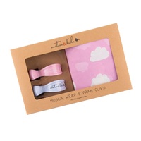 PINK CLOUDS MUSLIN WRAP WITH PINK & WHITE CLIP PACK