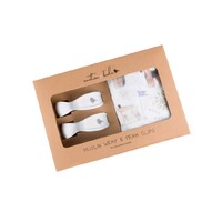 DOGS DAY OUT MUSLIN WRAP & WHITE PRAM CLIPS SET