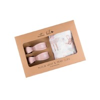 MAGICAL MOUSE MUSLIN WRAP & DUSTY PINK PRAM CLIPS SET