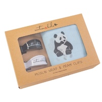 PANDA MUSLIN WRAP WITH BLACK & WHITE CLIP PACK