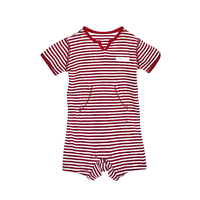 RED FRENCH STRIPE V-NECK SHORTALL OUTFIT