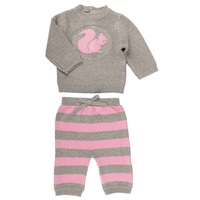 GREY WITH PINK SQUIRREL KNITTED OUTFIT 0-3 MONTHS (000)