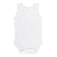 White 2 Pack Self Stripe Singlet Suits 