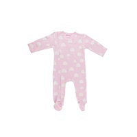 Candy Pink Clouds Zipped Outfit with Feet