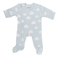 Blue Clouds Zipped Outfit with Feet