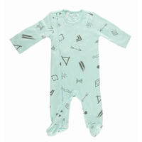 Mint Doodle Zipped Footed Outfit