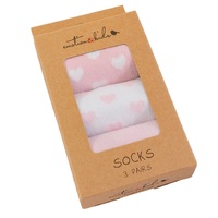 PINK HEARTS 3 PACK SOCKS 0-3 months