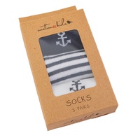 NAVY ANCHOR 3 PACK SOCKS