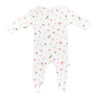 FLEUR ZIPPED ORGANIC COTTON FOOTED OUTFIT