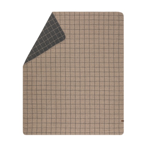 Smoke Checkered Wool Blend Throw