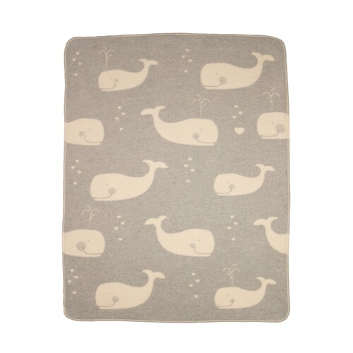 GREY WHALES ALLOVER MAJA BASSINET BLANKET