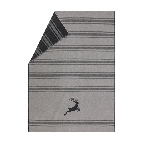 Dark Grey Jumping Stag Stripes Luca Throw