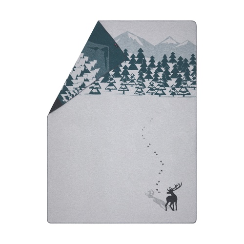 Grey Green Stag with Foot Prints Silvretta Throw
