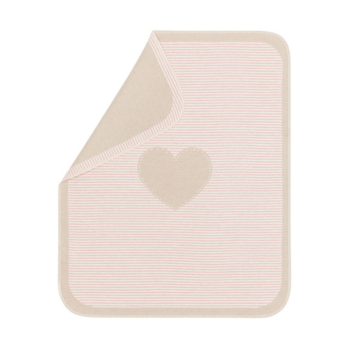 BLUSH PINK HEART & STRIPES JUWEL BASSINET BLANKET