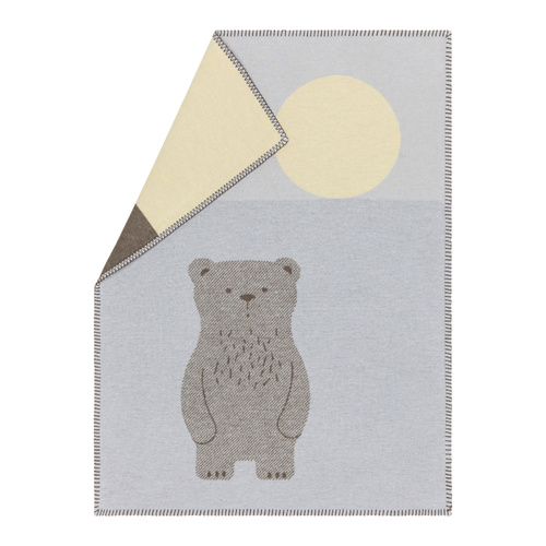 Light Blue Bear and Moon Lili Bassinet Blanket