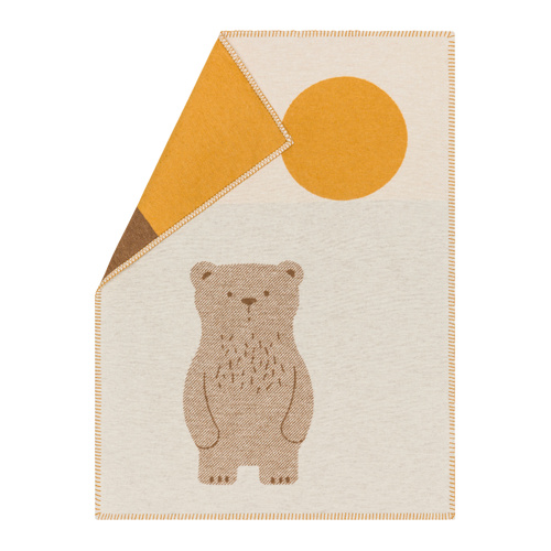 Off White Bear and Moon Lili Bassinet Blanket