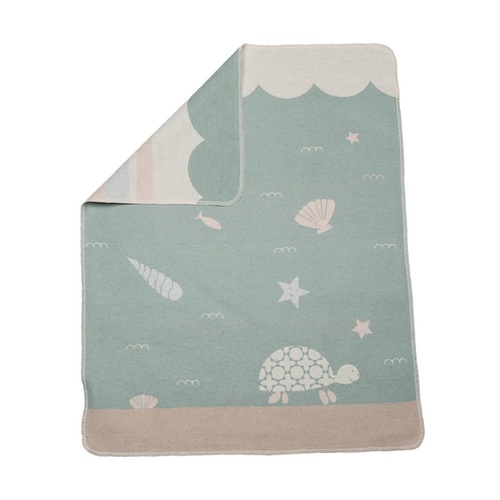 Light Green Turtle Bassinet Blanket