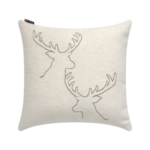 Off White Stag Heads Linear Cushion 50 x 50 cm