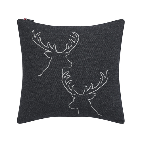 Charcoal Stag Heads Linear Cushion 50 x 50 cm