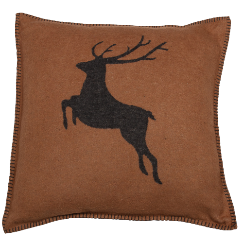 Brown Jumping Stag Cushion 50 x 50 cm