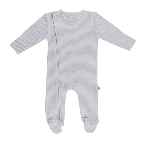 GREY MARL FINE STRIPE ZIPPED FOOTED OUTFIT 0-3 MONTHS